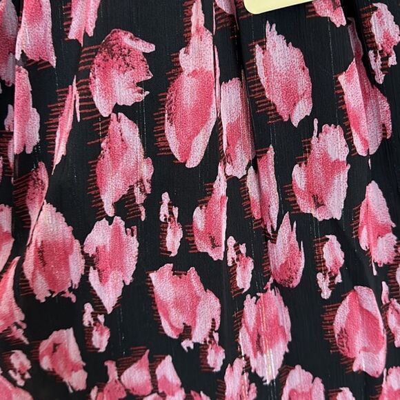 New Anthropologie Entro Metallic Leopard Flowy Semi-Sheer Lined Blouse Size S - Picture 7 of 9